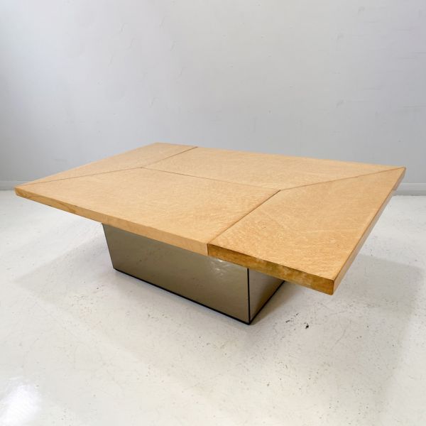 French Birds Eye Maple Coffee Table and Bar by Paul Michel c.1970